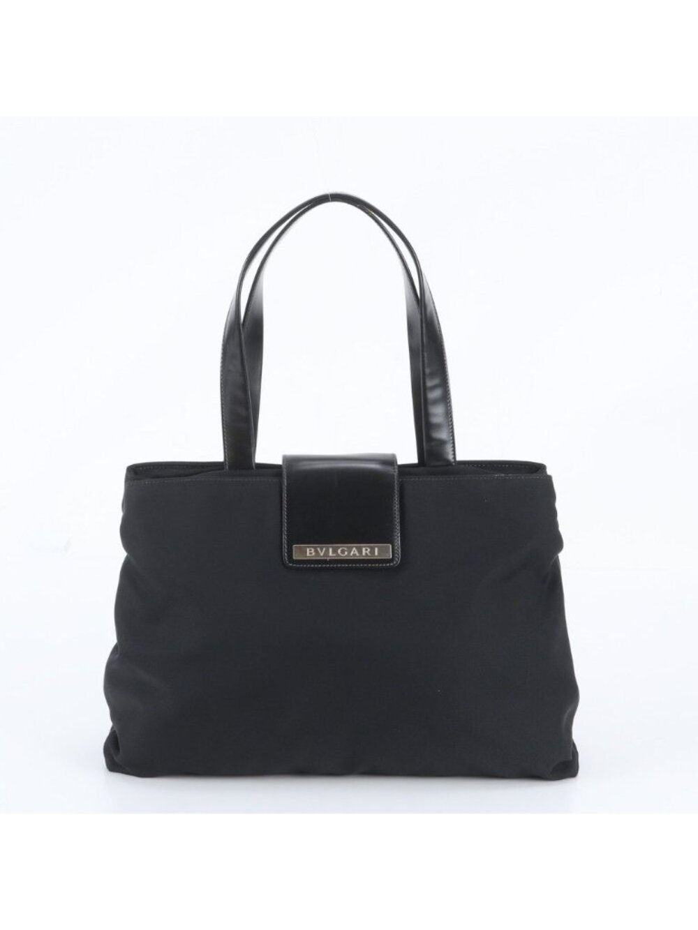 Bvlgari Leather Tote Bag Shoulder Hand Black